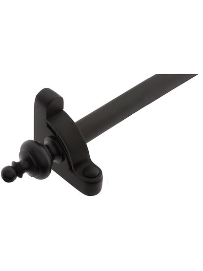 28 1/2 inch Heritage Urn Tip Stair Rod - 1/2 inch Diameter Brass With Standard Brackets in Wrought Iron.